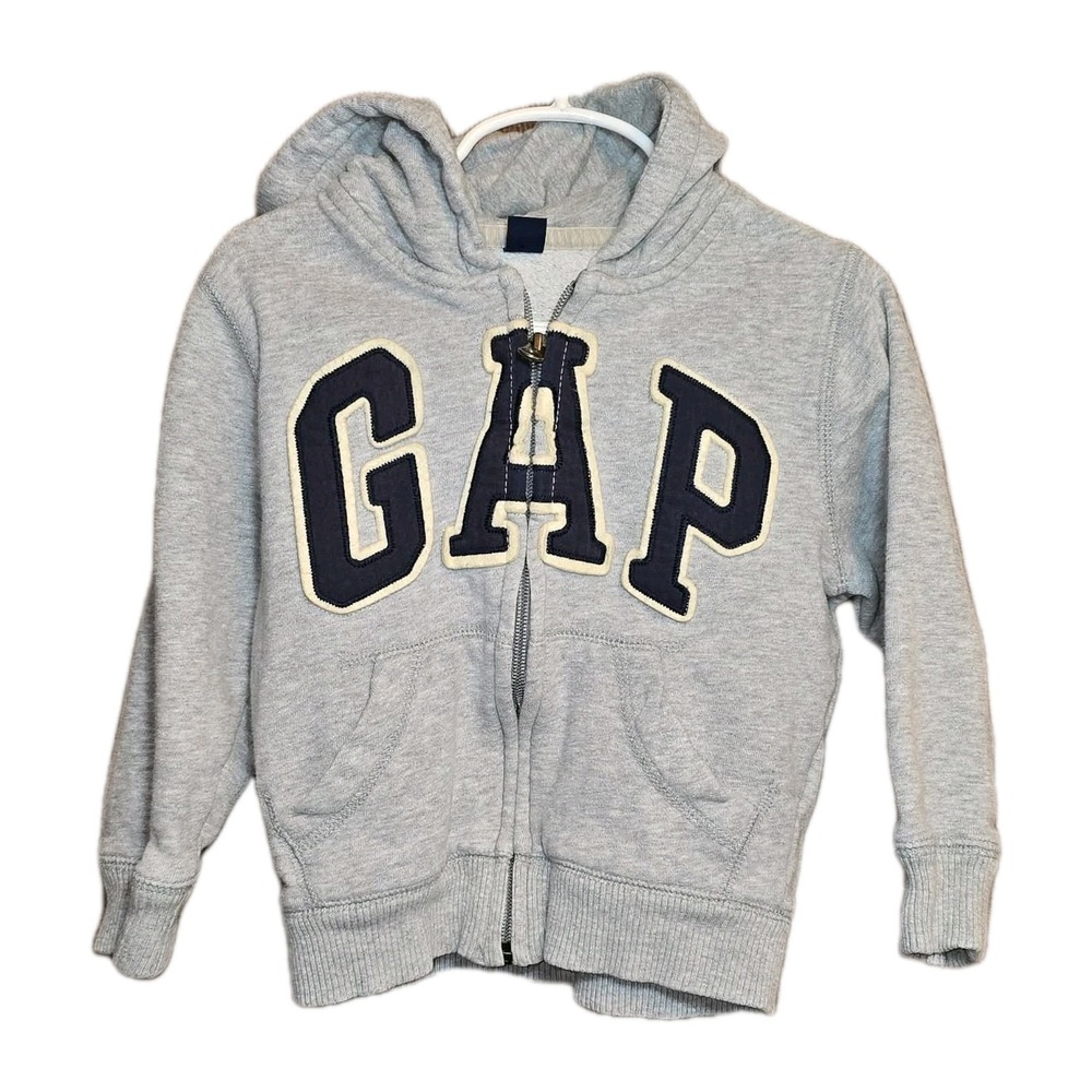 GAP‎ Baby Toddler Gray Zip Hoodie 4T GUC Classic Cozy Logo 🧸